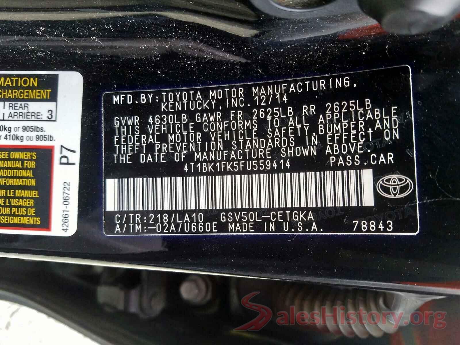 4T1BK1FK5FU559414 2015 TOYOTA CAMRY