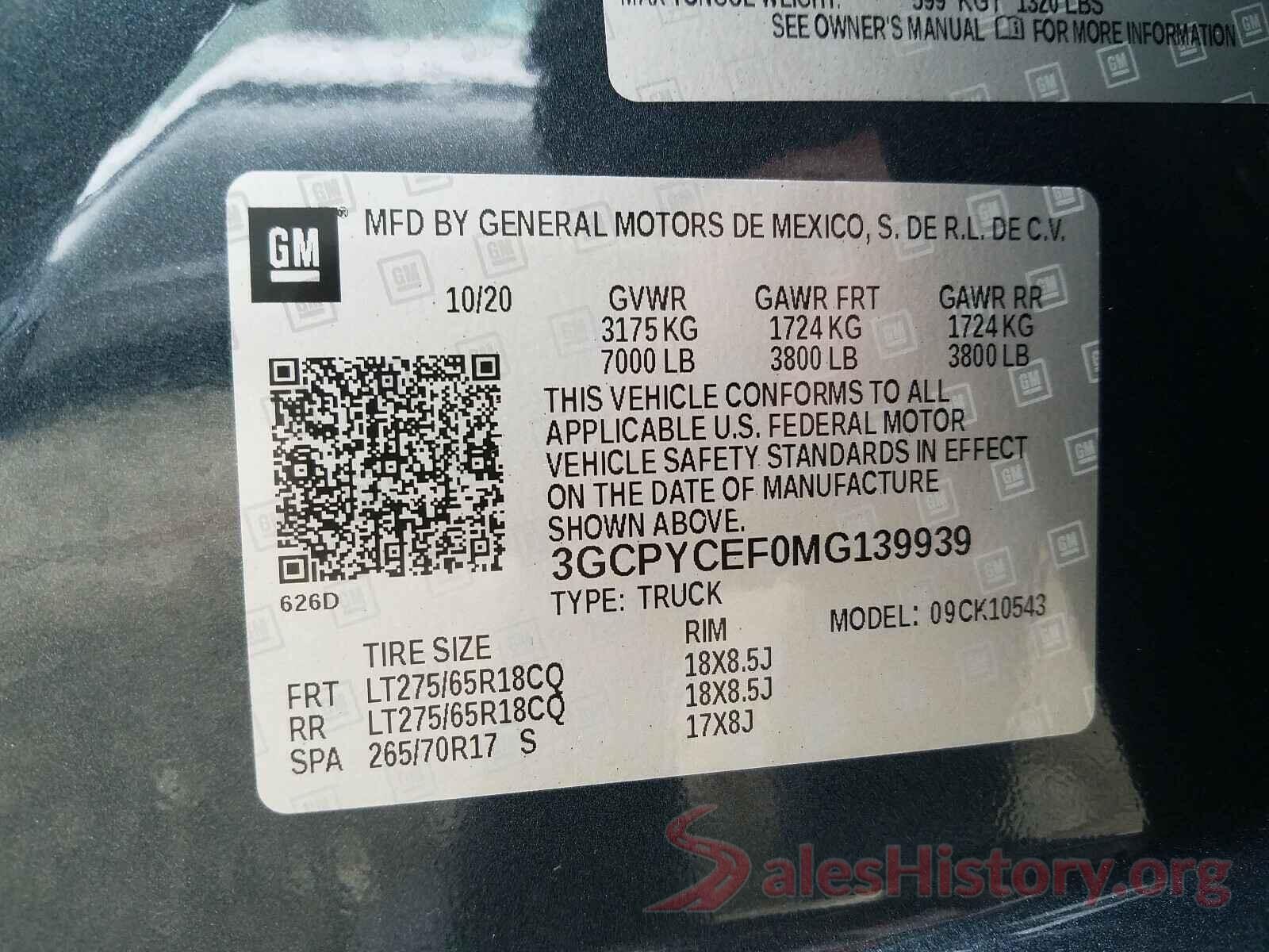 3GCPYCEF0MG139939 2021 CHEVROLET SILVERADO