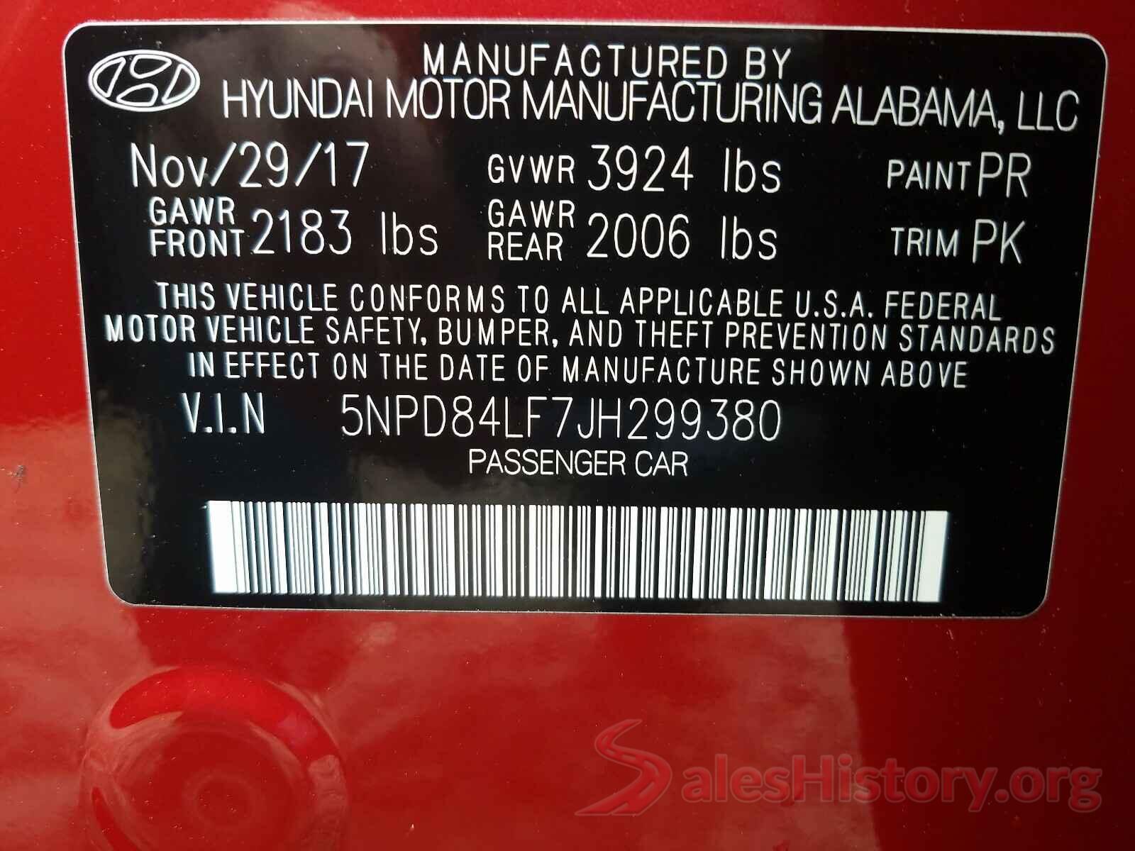 5NPD84LF7JH299380 2018 HYUNDAI ELANTRA