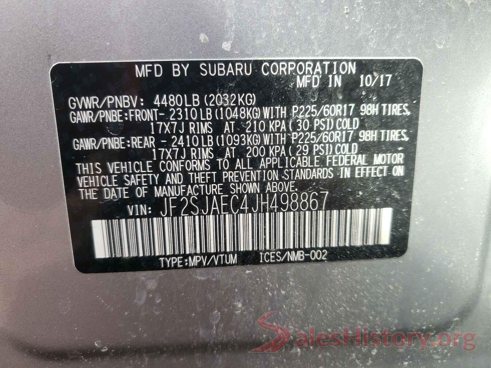 JF2SJAEC4JH498867 2018 SUBARU FORESTER