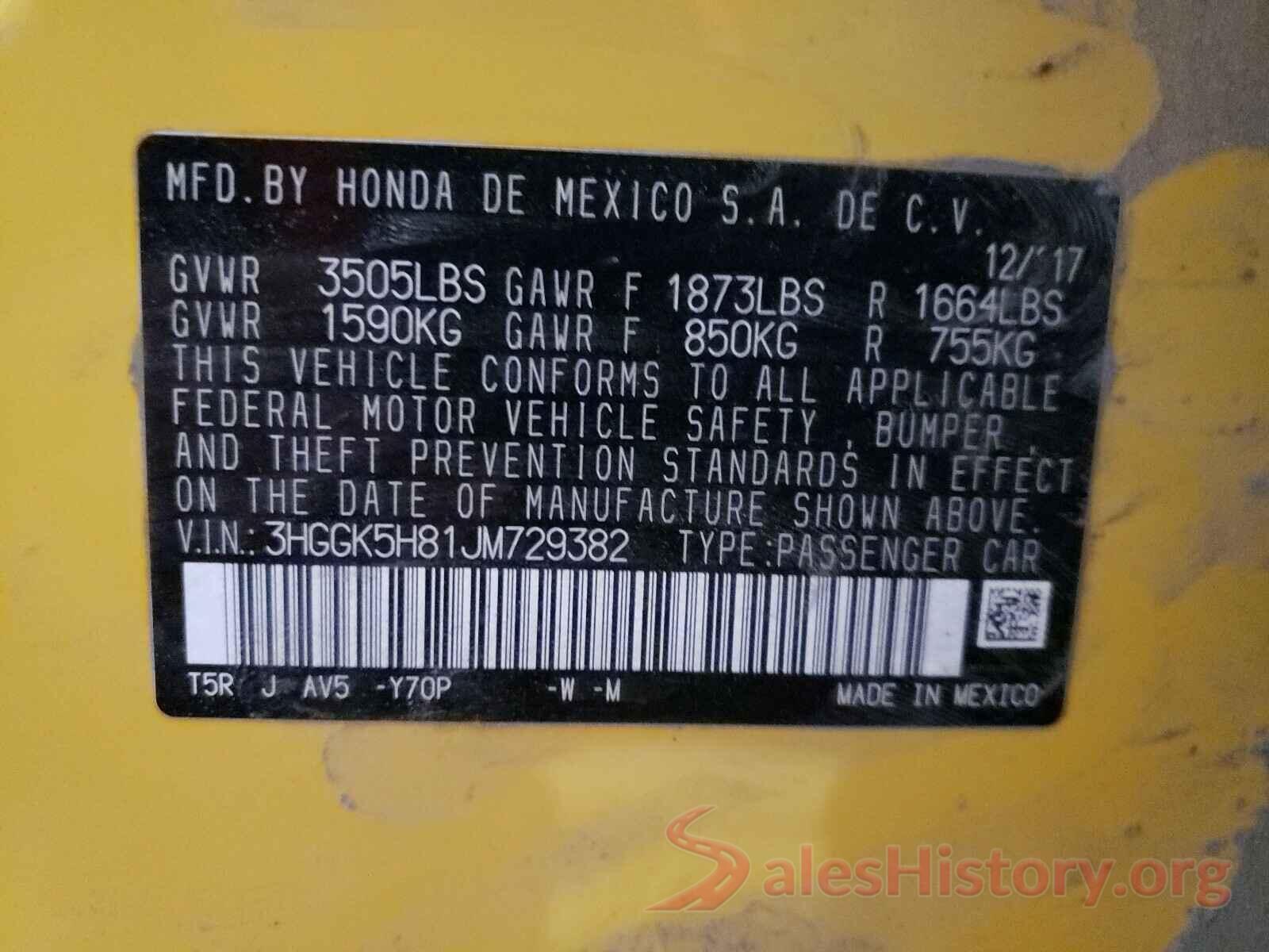 3HGGK5H81JM729382 2018 HONDA FIT