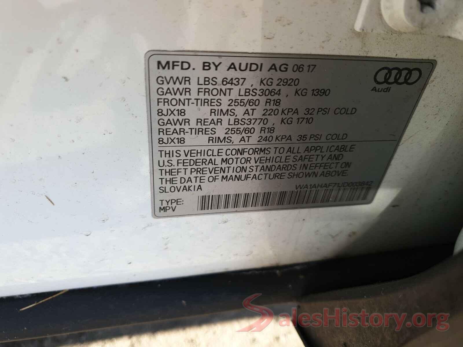 WA1AHAF71JD003842 2018 AUDI Q7