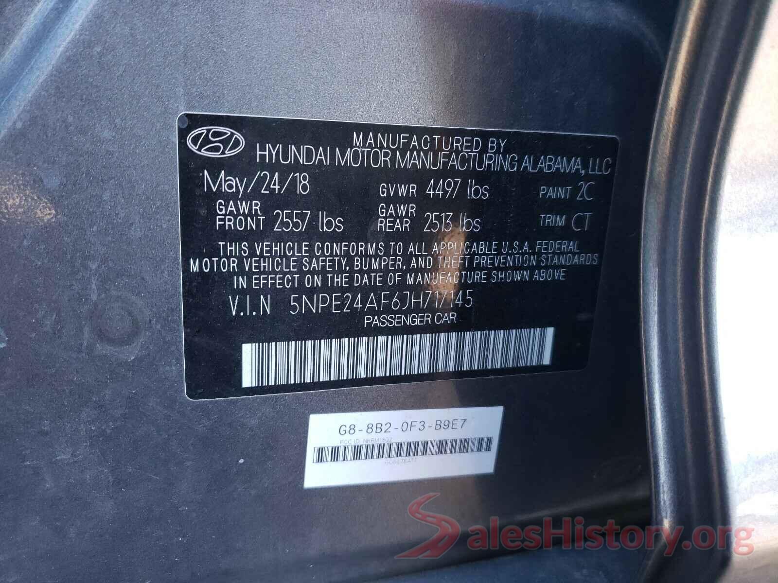 5NPE24AF6JH717145 2018 HYUNDAI SONATA