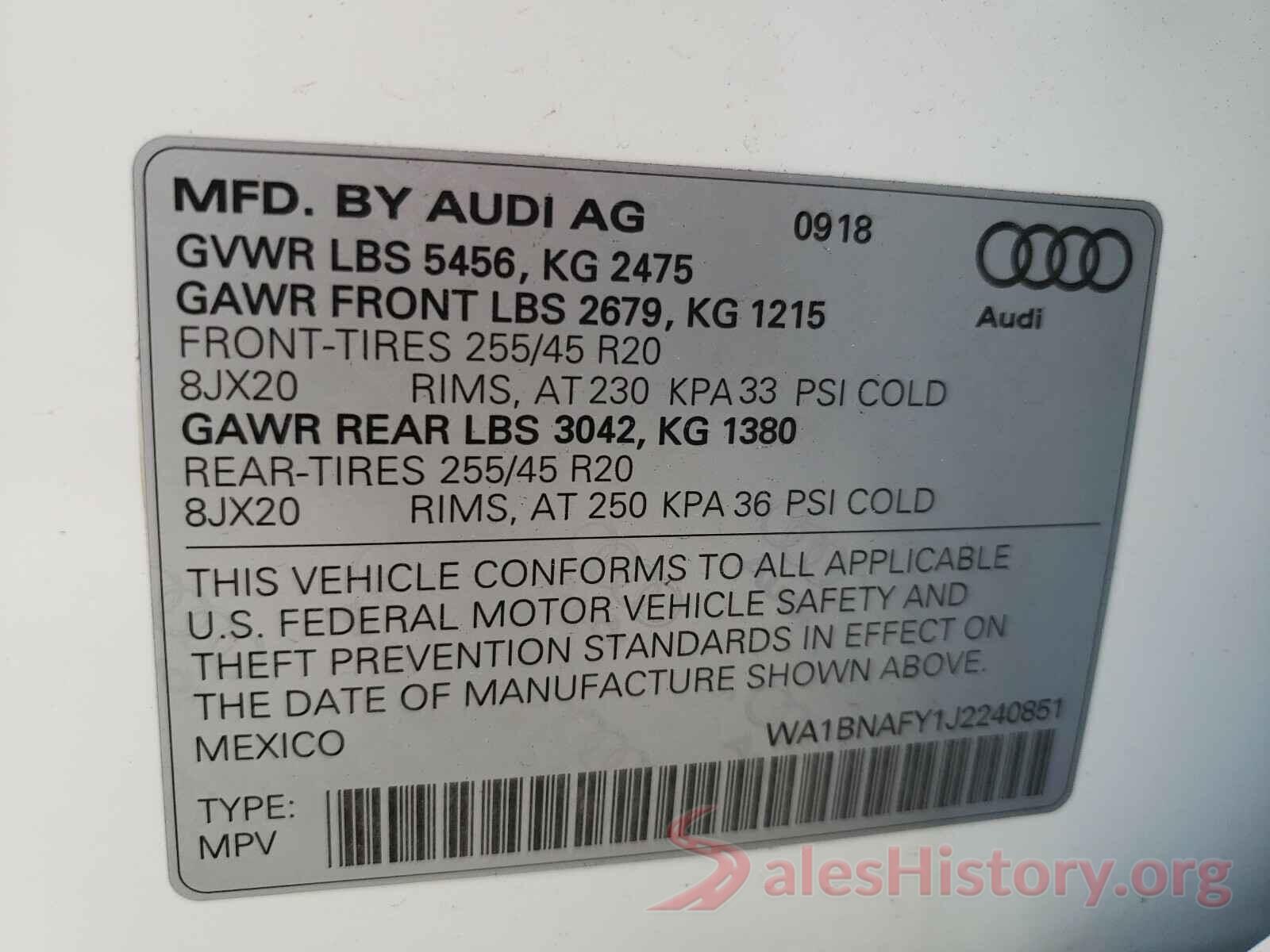 WA1BNAFY1J2240851 2018 AUDI Q5