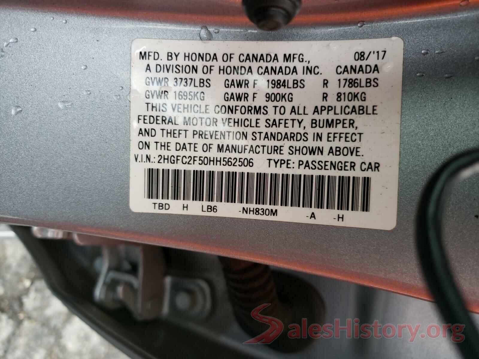 2HGFC2F50HH562506 2017 HONDA CIVIC