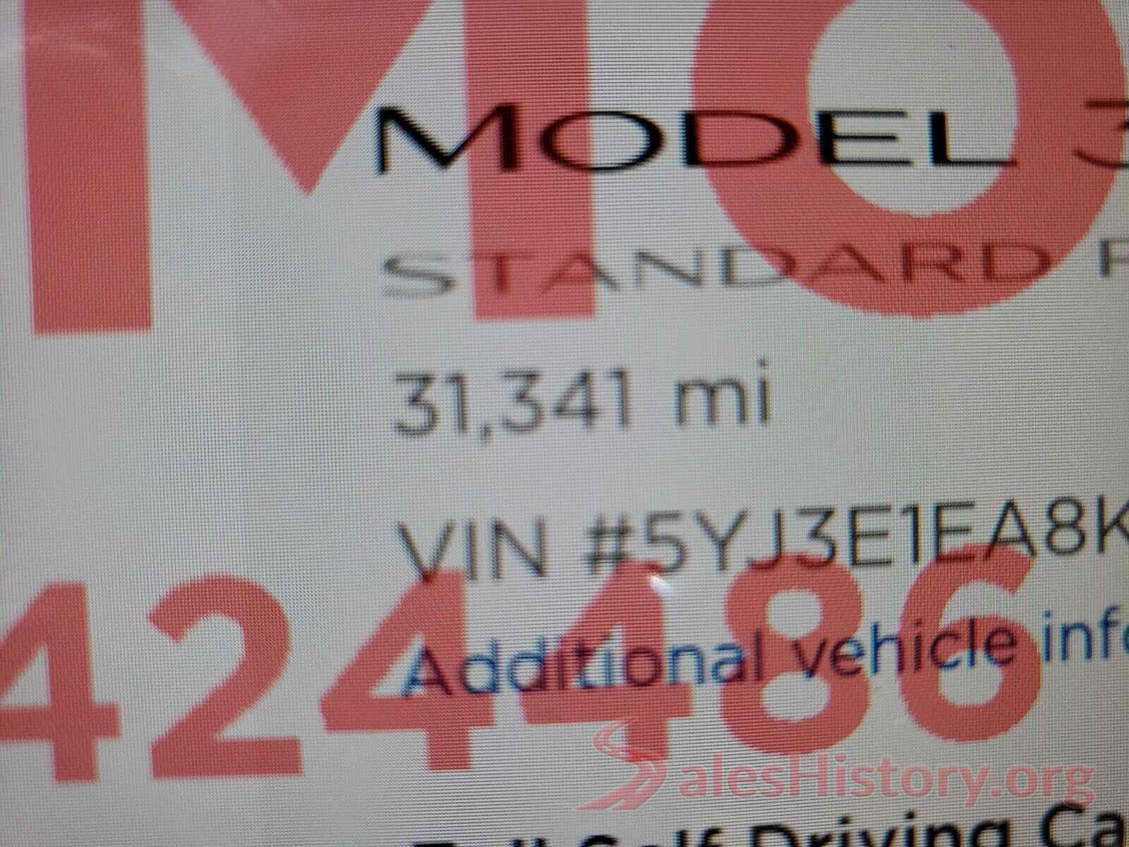 5YJ3E1EA8KF424486 2019 TESLA MODEL 3