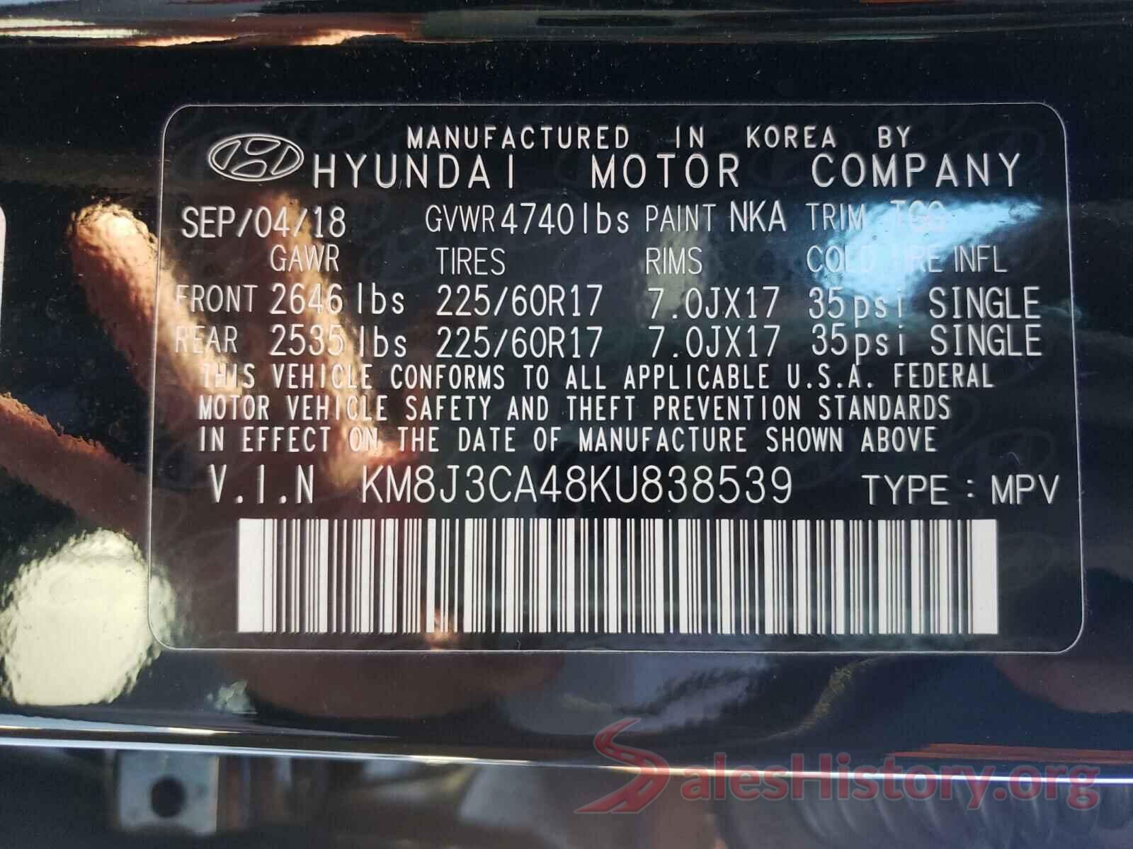 KM8J3CA48KU838539 2019 HYUNDAI TUCSON