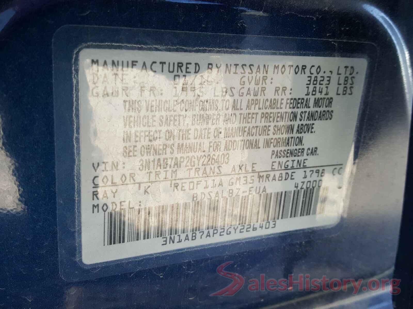 3N1AB7AP2GY226403 2016 NISSAN SENTRA