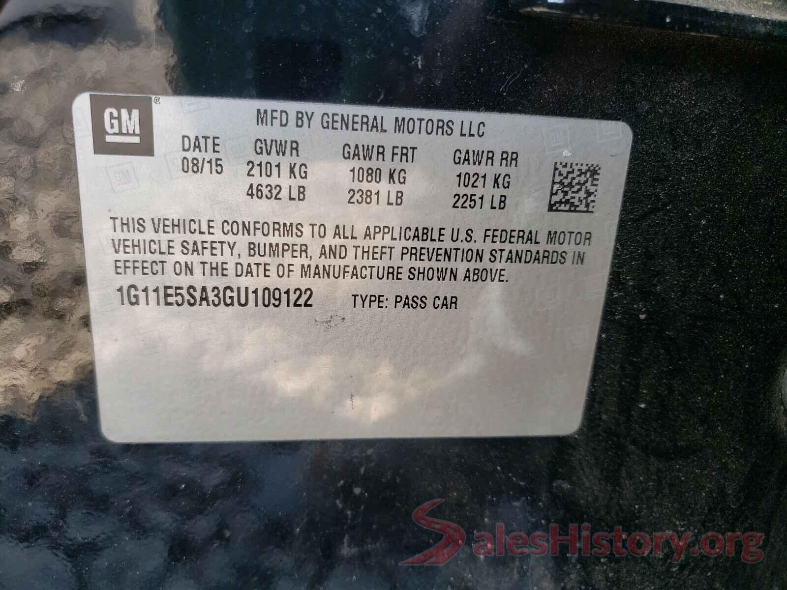 1G11E5SA3GU109122 2016 CHEVROLET MALIBU