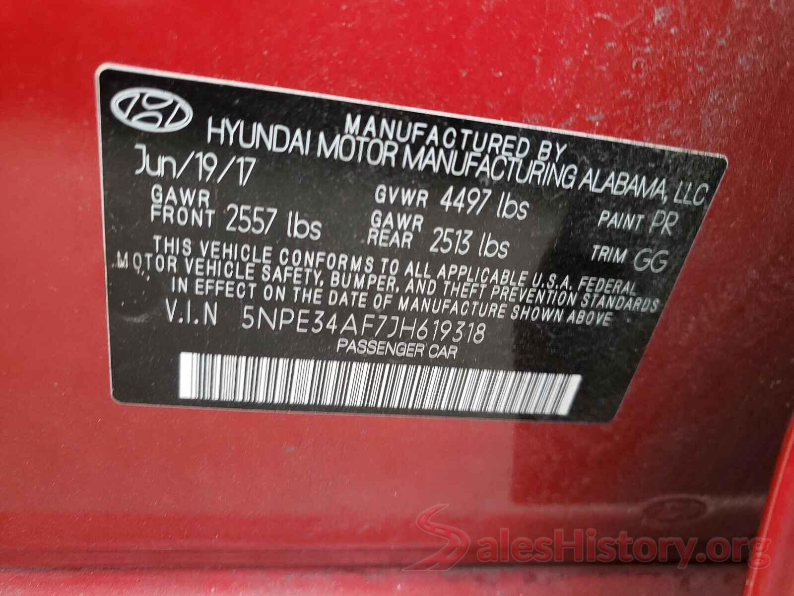 5NPE34AF7JH619318 2018 HYUNDAI SONATA