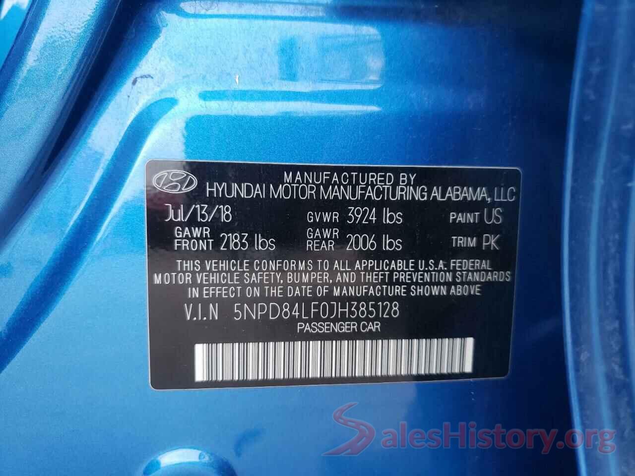 5NPD84LF0JH385128 2018 HYUNDAI ELANTRA