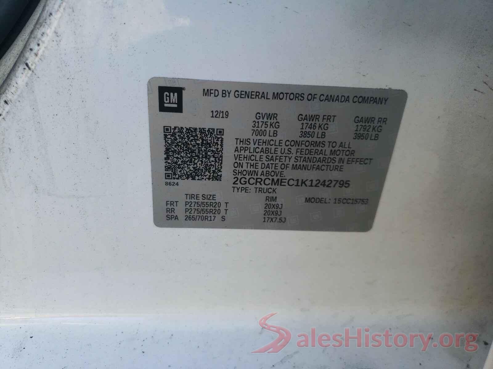 2GCRCMEC1K1242795 2019 CHEVROLET SILVERADO