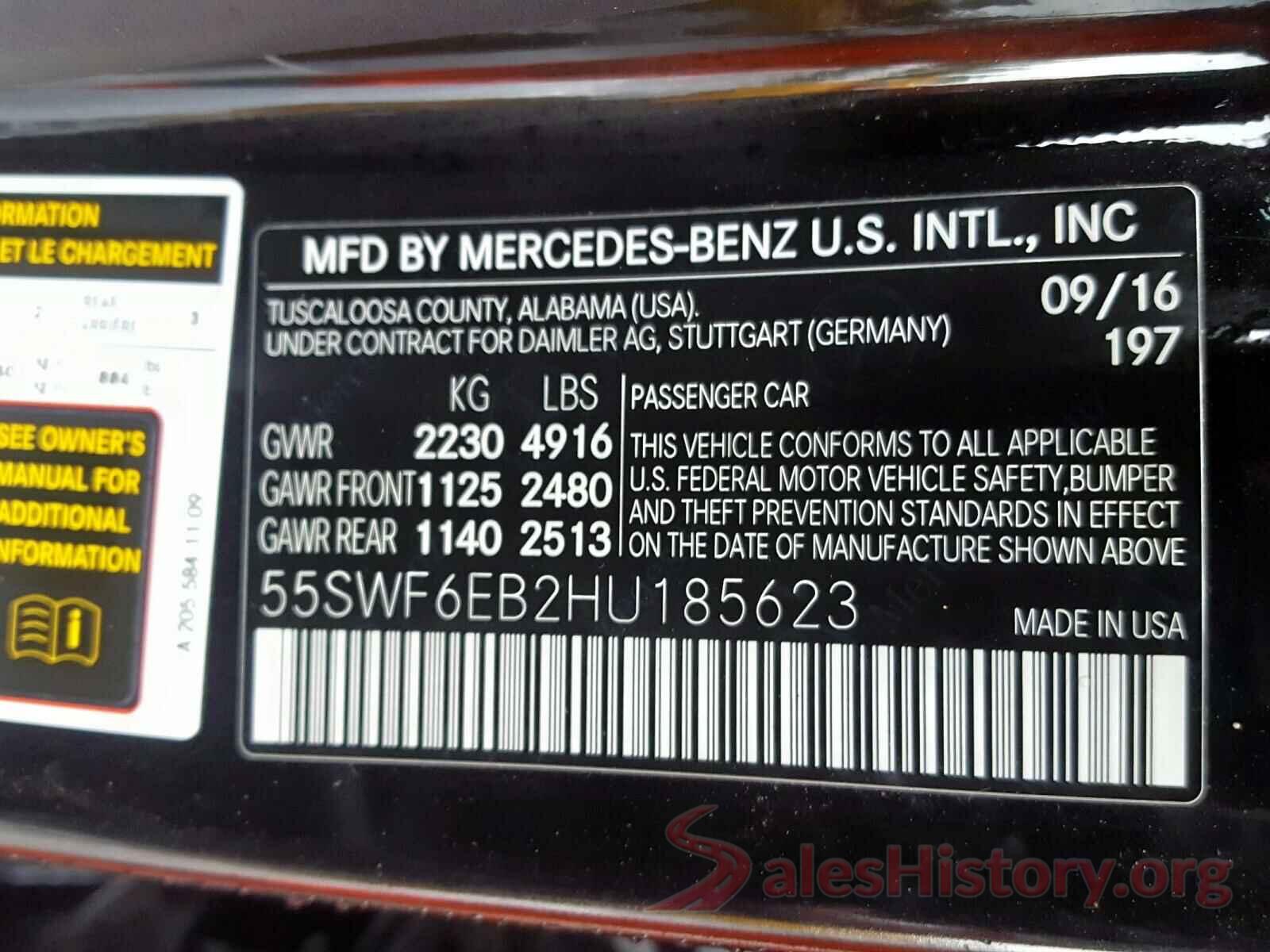 55SWF6EB2HU185623 2017 MERCEDES-BENZ C CLASS