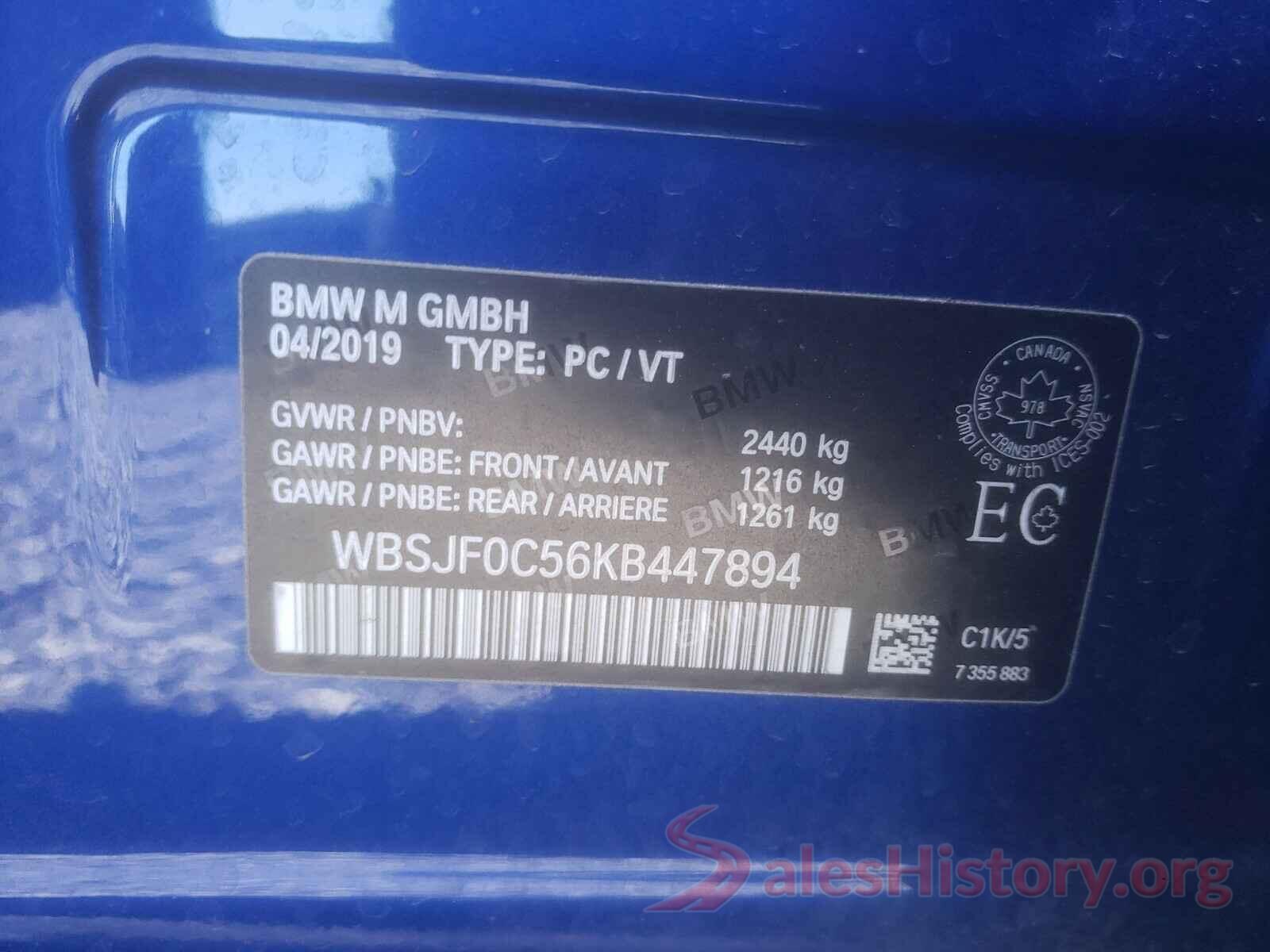 WBSJF0C56KB447894 2019 BMW M5