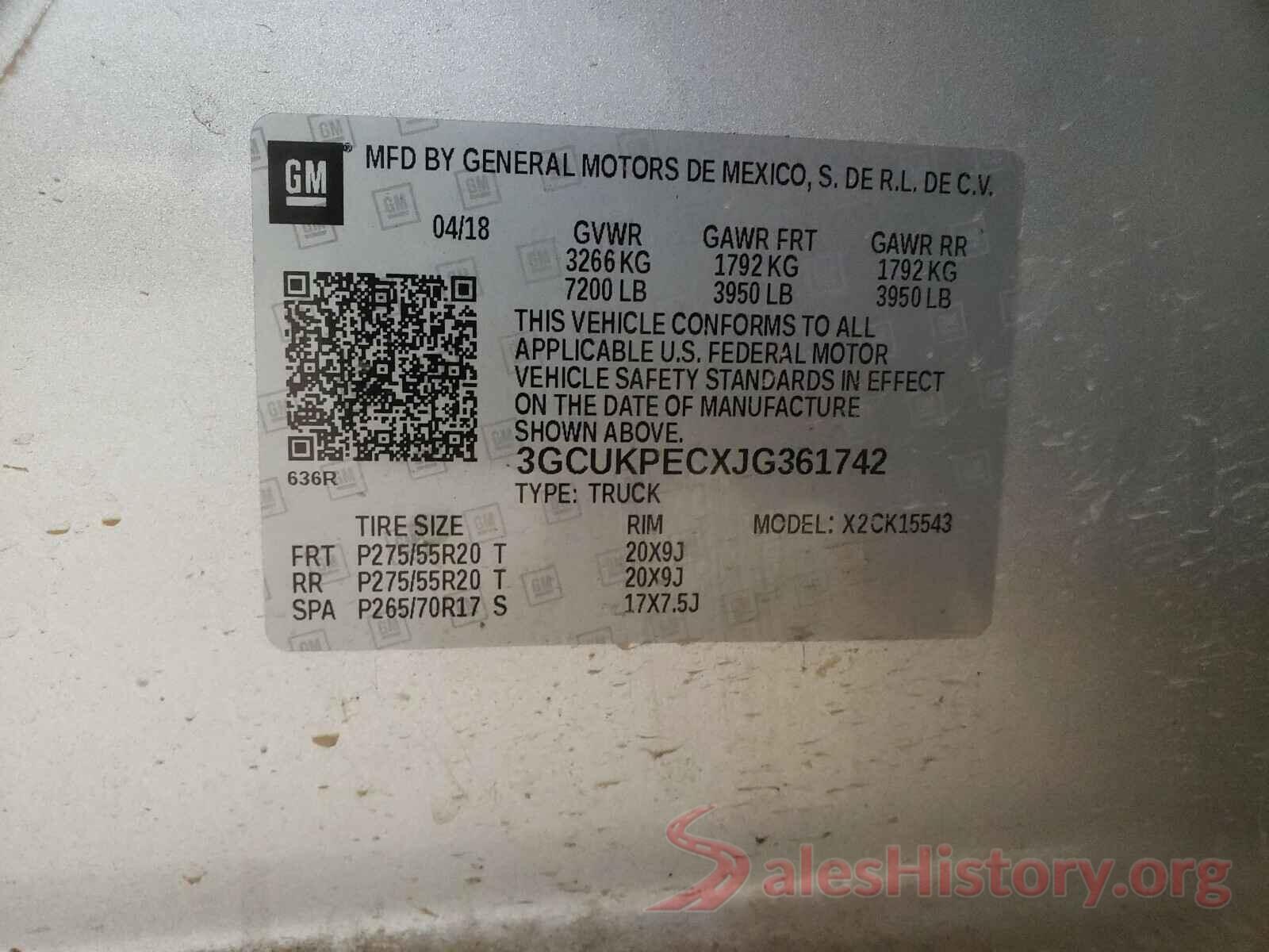 3GCUKPECXJG361742 2018 CHEVROLET SILVERADO