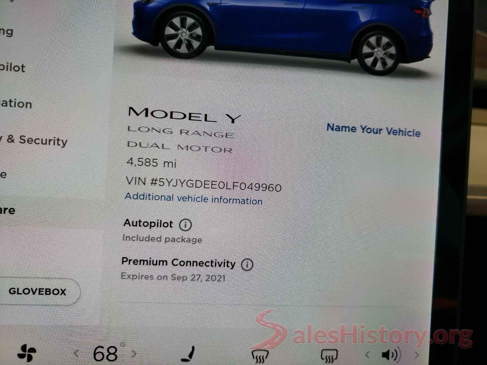 5YJYGDEE0LF049960 2020 TESLA MODEL Y