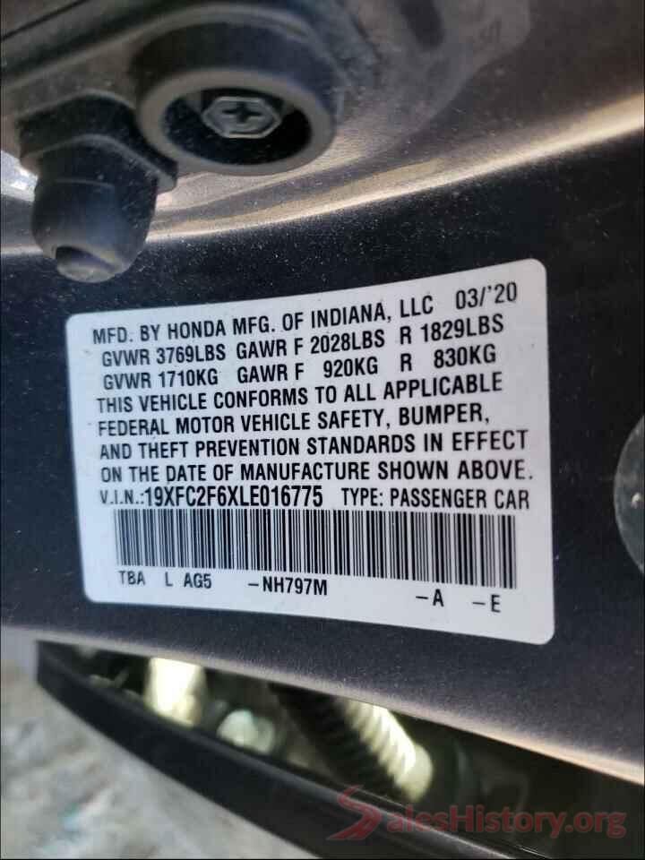 19XFC2F6XLE016775 2020 HONDA CIVIC