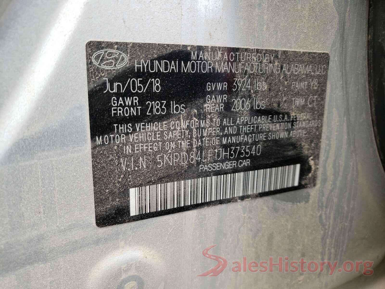 5NPD84LF1JH373540 2018 HYUNDAI ELANTRA