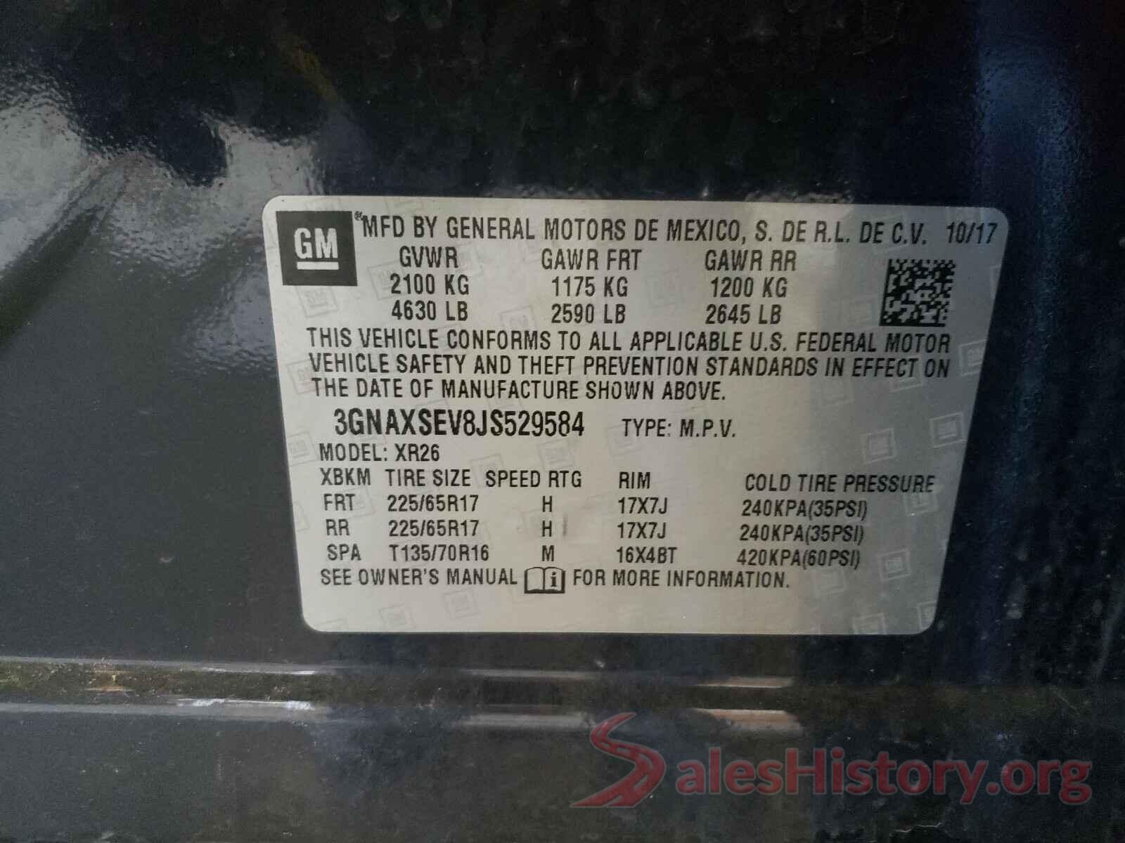 3GNAXSEV8JS529584 2018 CHEVROLET EQUINOX