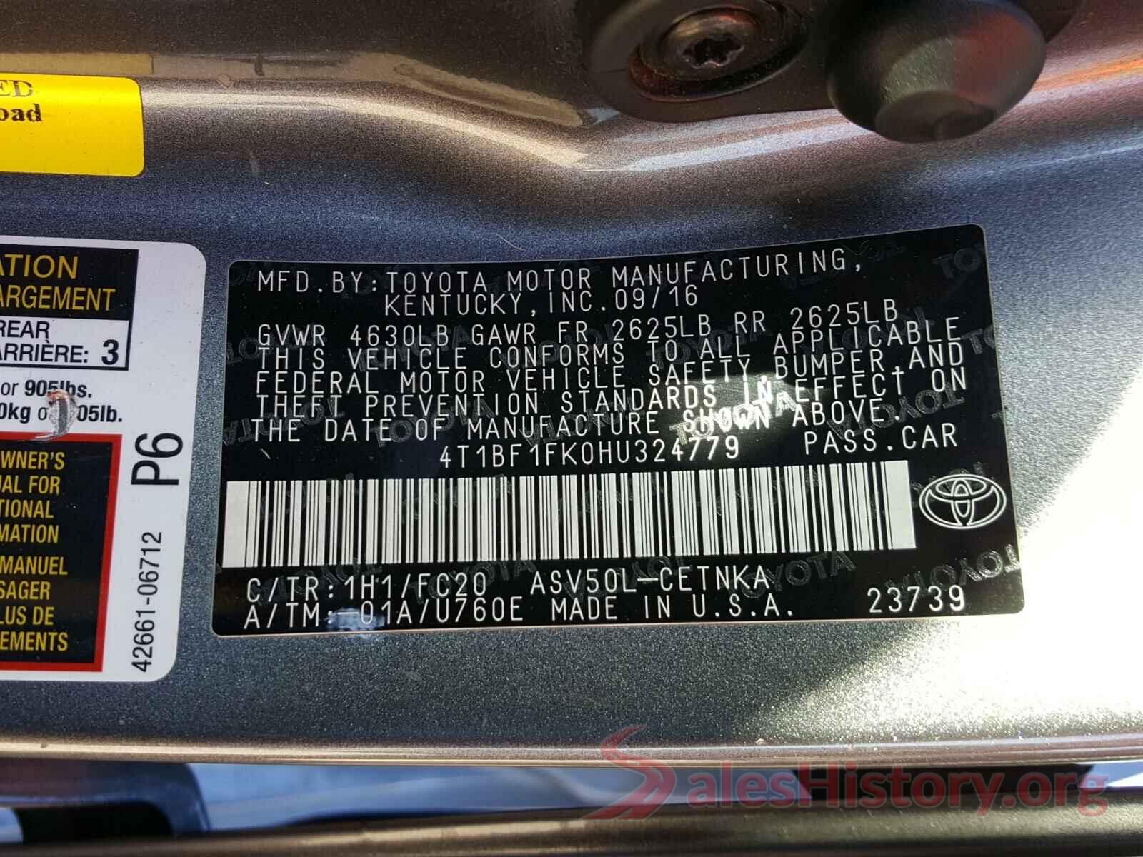 4T1BF1FK0HU324779 2017 TOYOTA CAMRY