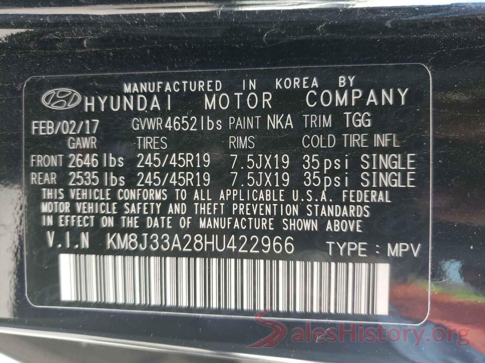 KM8J33A28HU422966 2017 HYUNDAI TUCSON