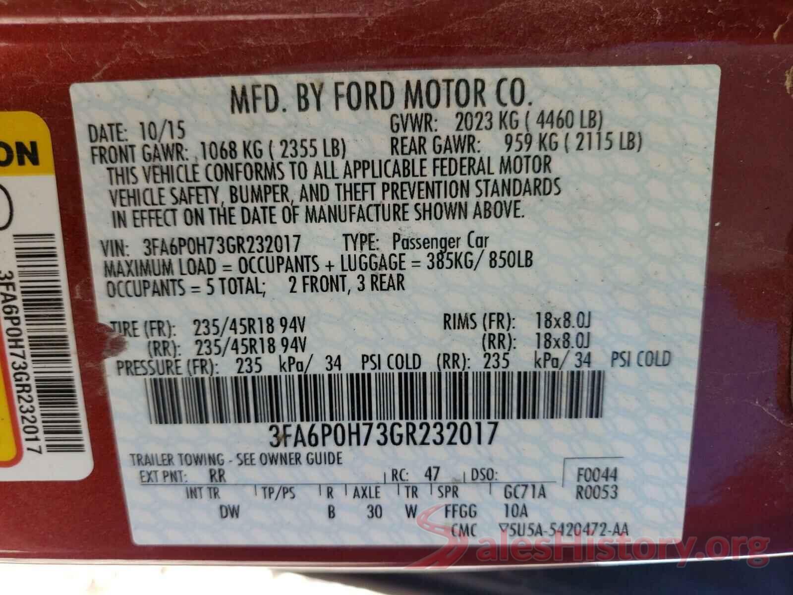 3FA6P0H73GR232017 2016 FORD FUSION