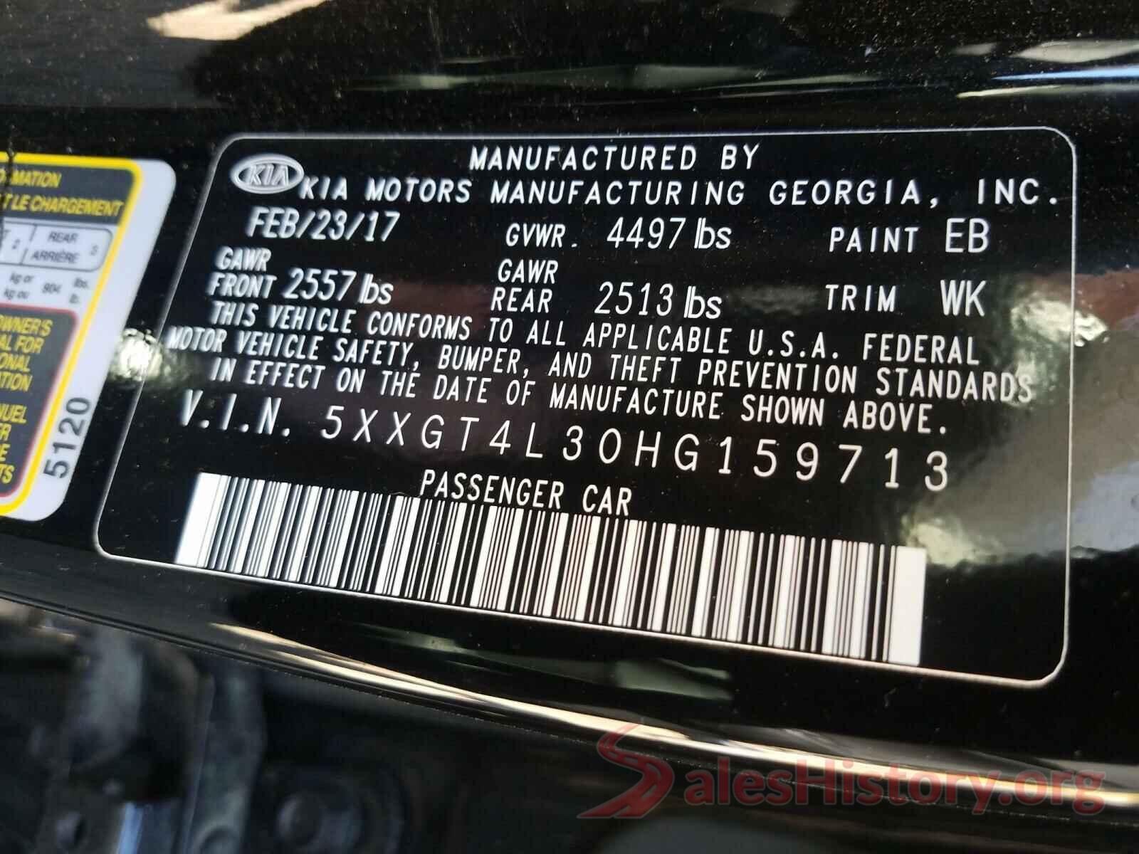 5XXGT4L30HG159713 2017 KIA OPTIMA