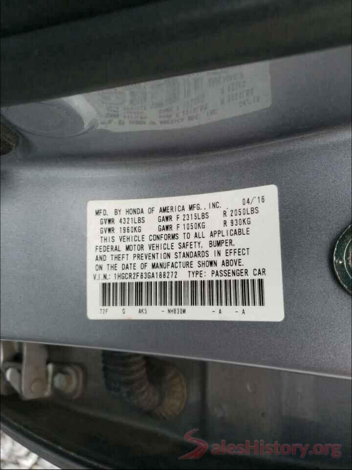 1HGCR2F83GA188272 2016 HONDA ACCORD