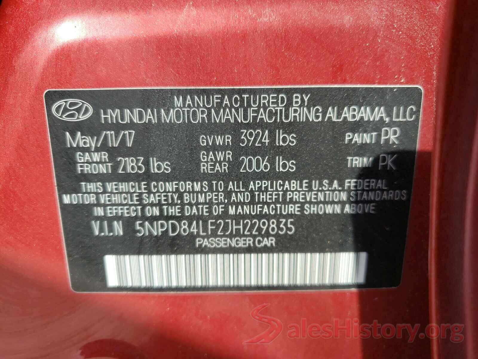 5NPD84LF2JH229835 2018 HYUNDAI ELANTRA