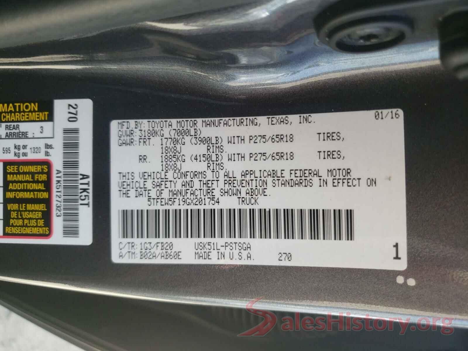 5TFEW5F19GX201754 2016 TOYOTA TUNDRA