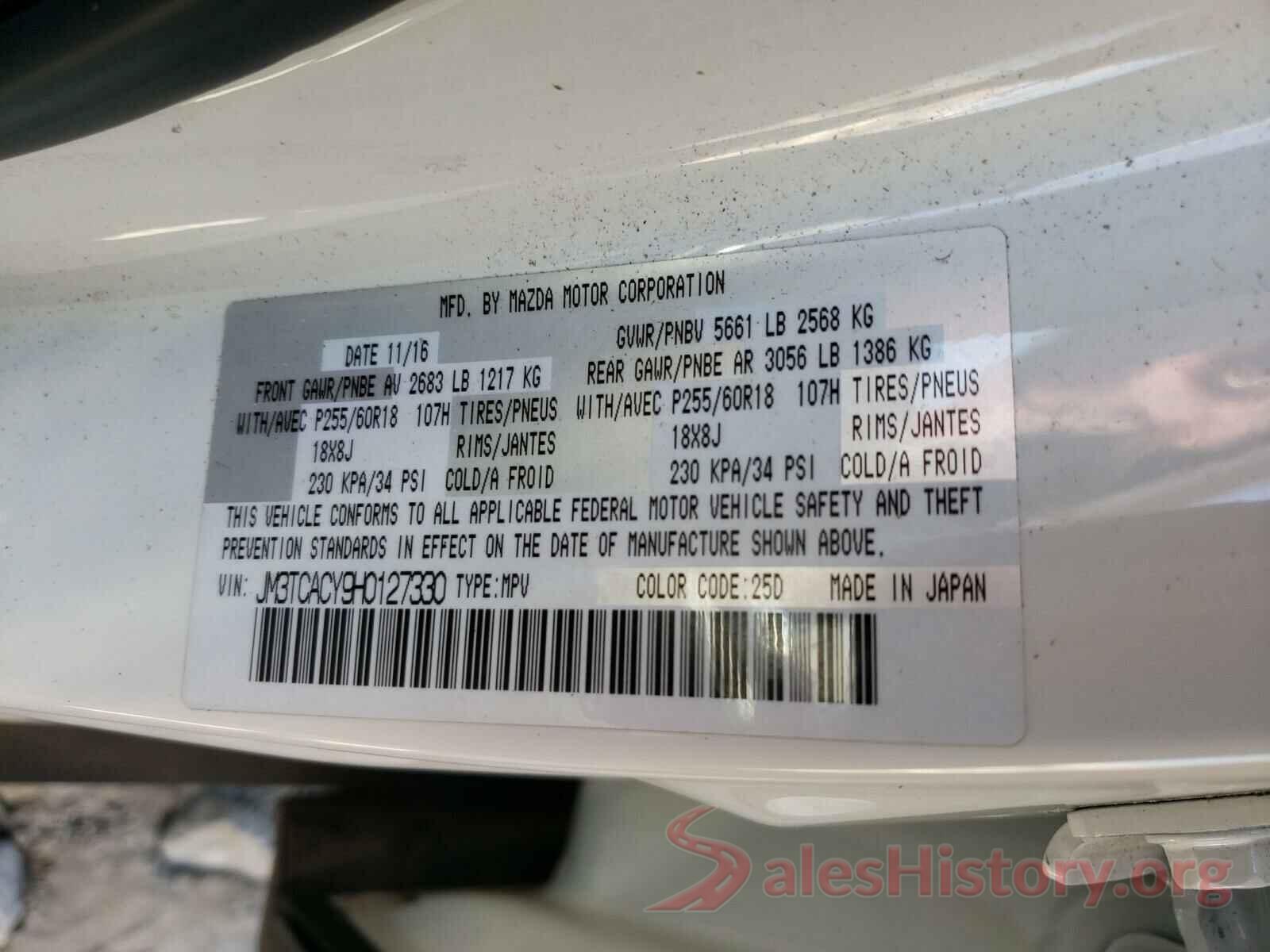 JM3TCACY9H0127330 2017 MAZDA CX-9