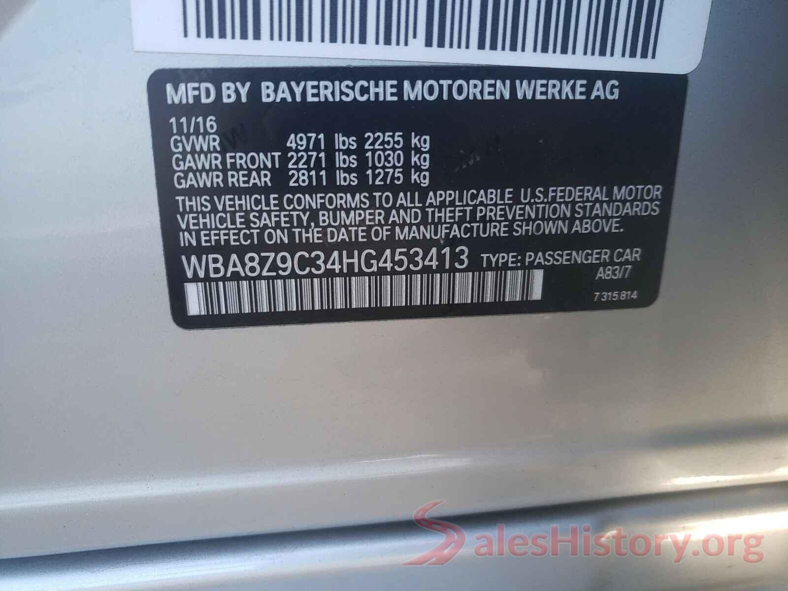 WBA8Z9C34HG453413 2017 BMW 3 SERIES