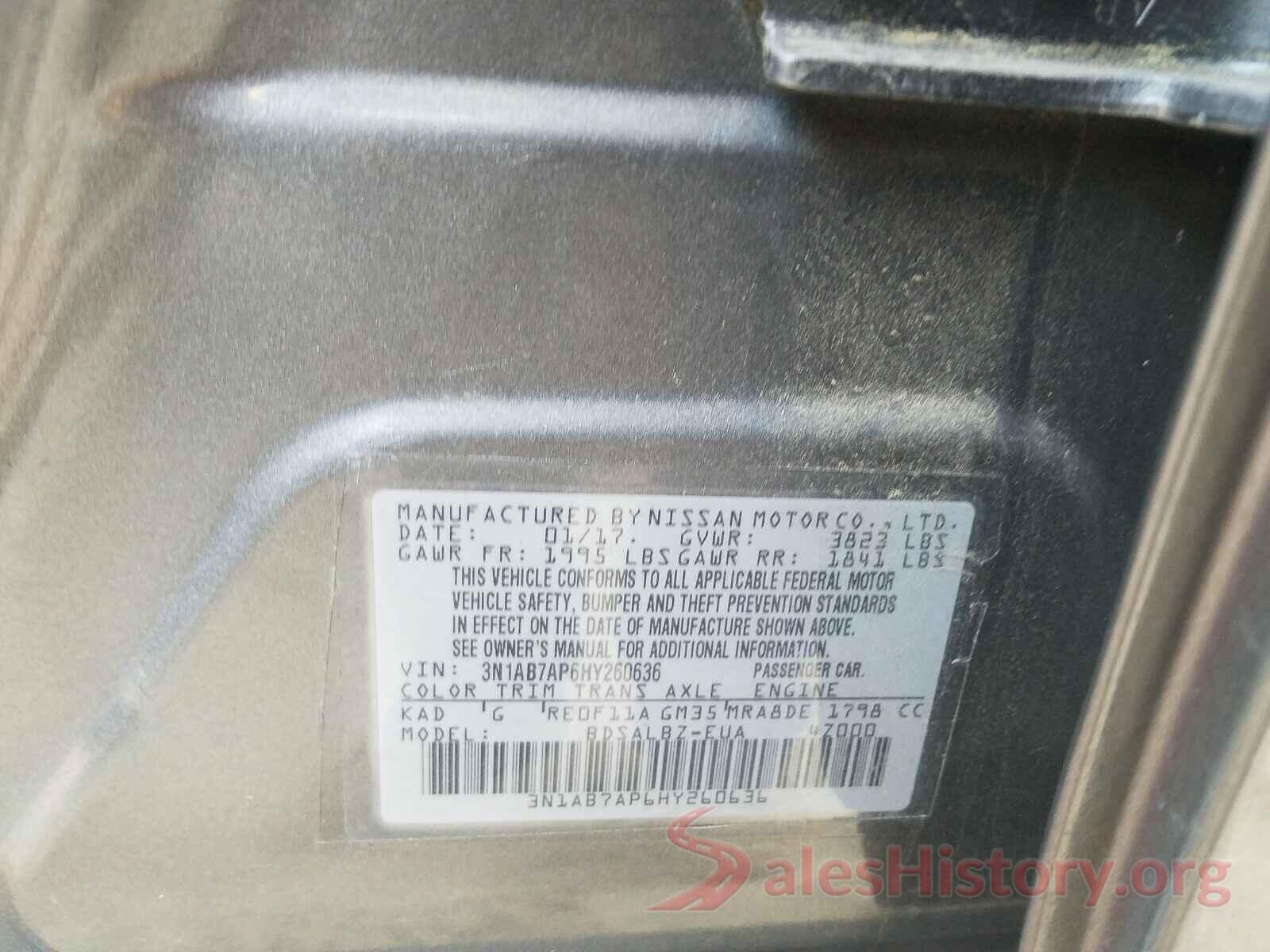 3N1AB7AP6HY260636 2017 NISSAN SENTRA