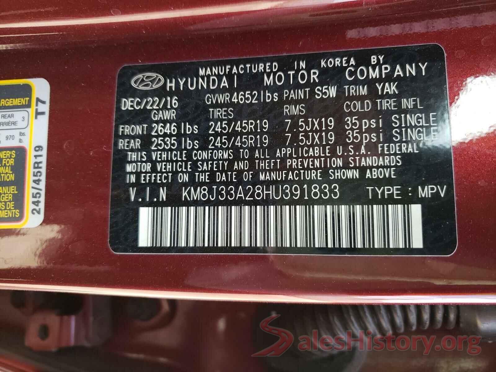 KM8J33A28HU391833 2017 HYUNDAI TUCSON