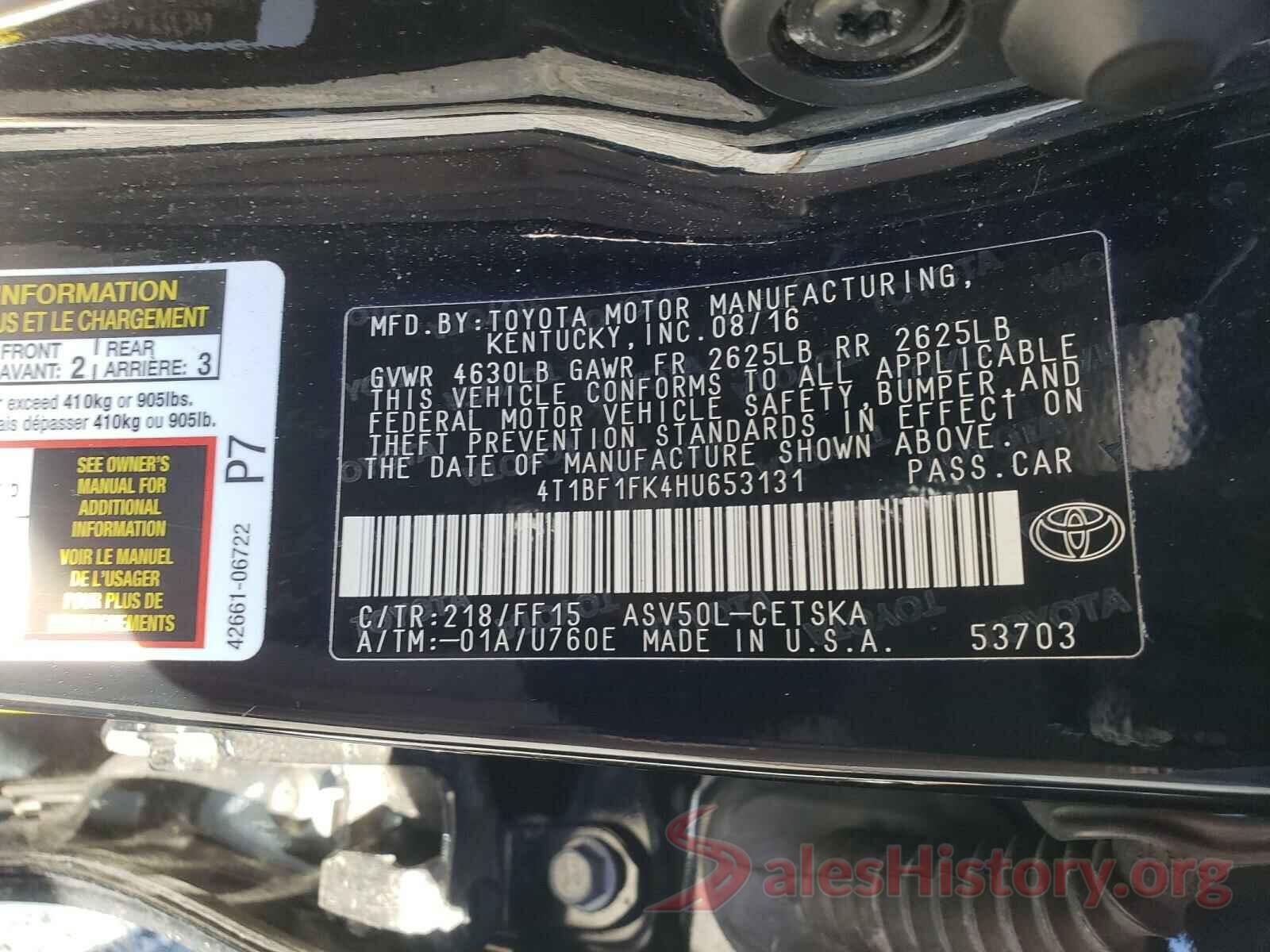 4T1BF1FK4HU653131 2017 TOYOTA CAMRY