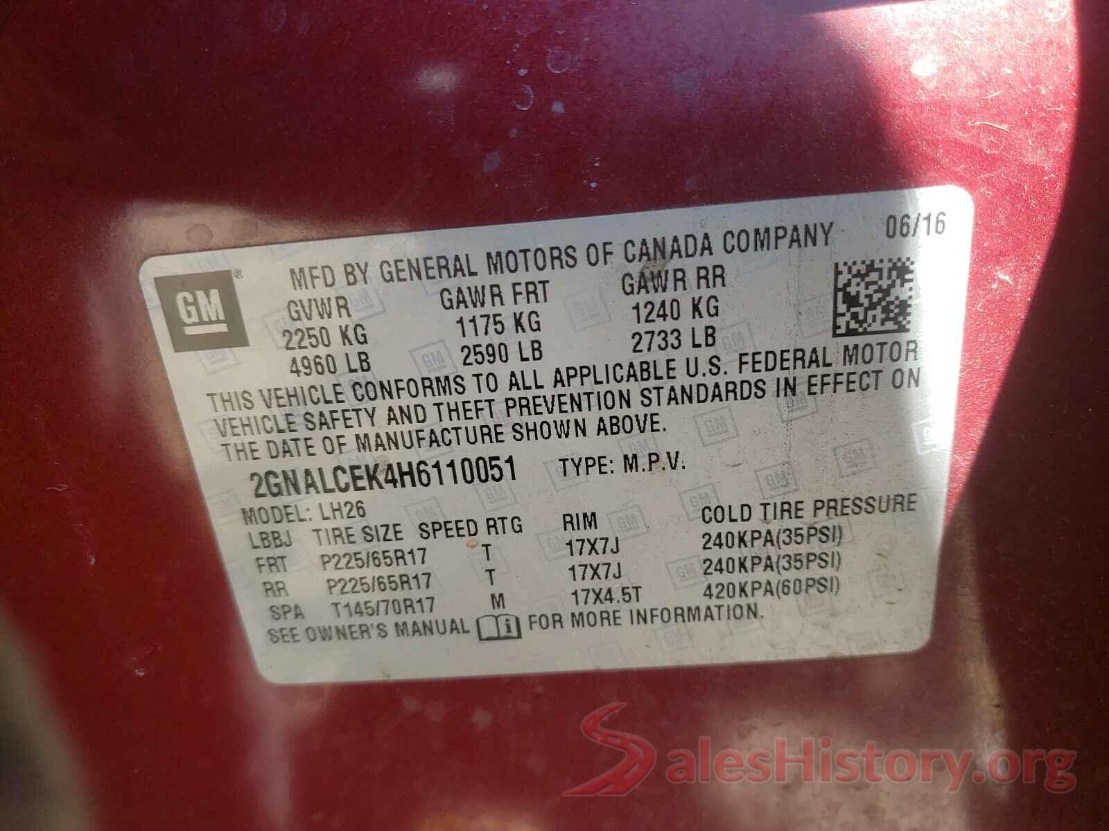 2GNALCEK4H6110051 2017 CHEVROLET EQUINOX