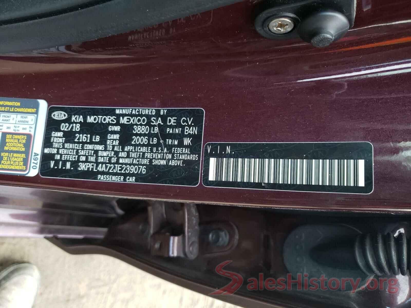 3KPFL4A72JE239076 2018 KIA FORTE