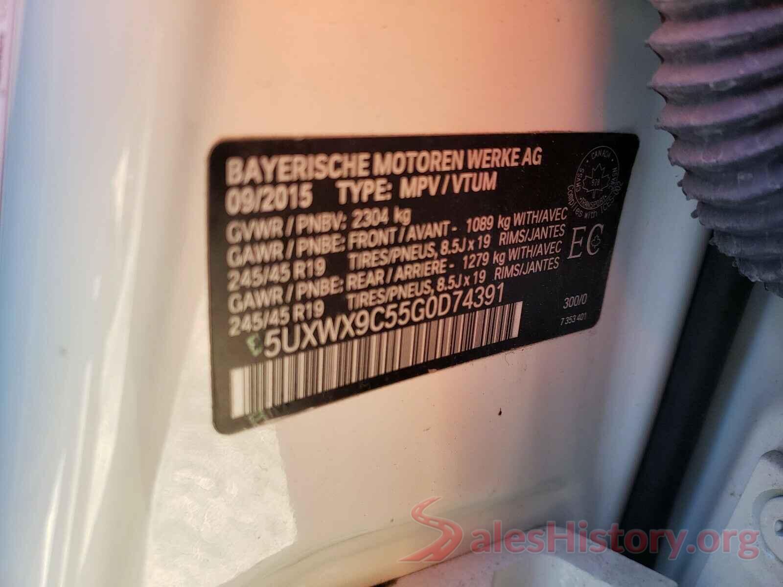 5UXWX9C55G0D74391 2016 BMW X3