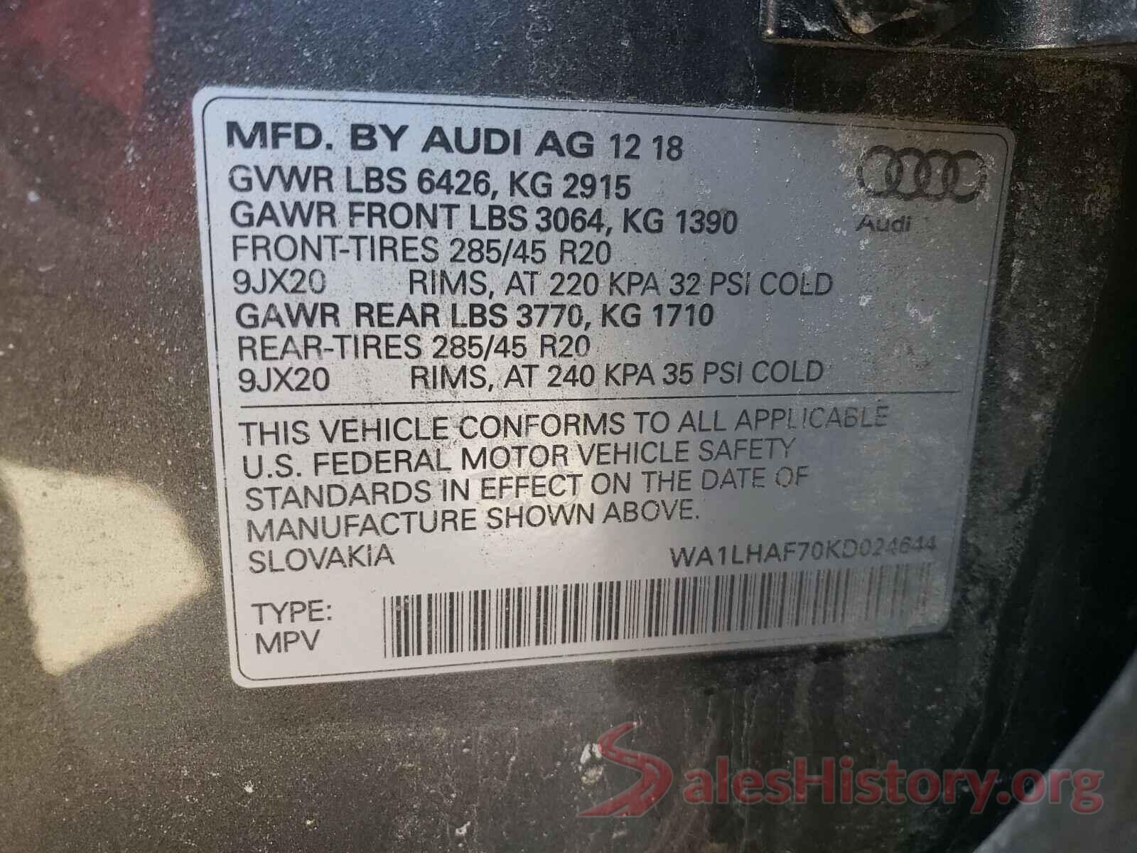 WA1LHAF70KD024644 2019 AUDI Q7