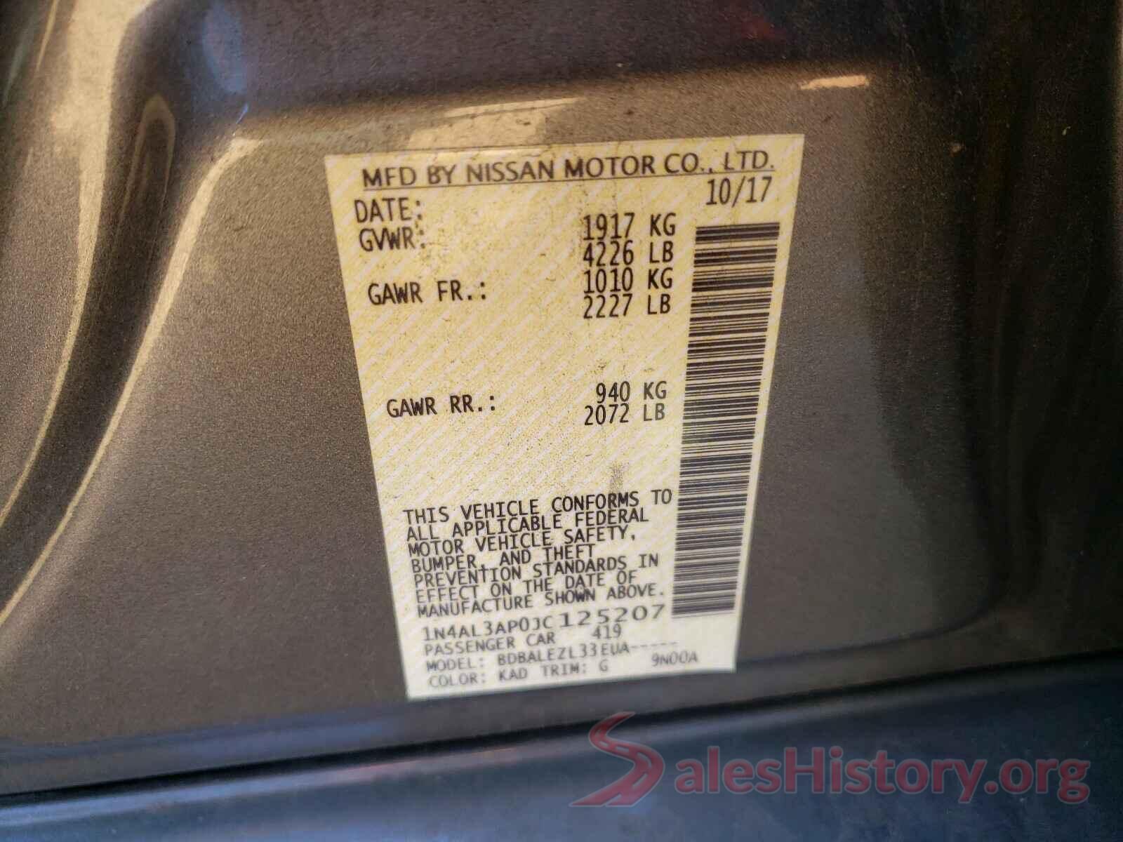 1N4AL3AP0JC125207 2018 NISSAN ALTIMA