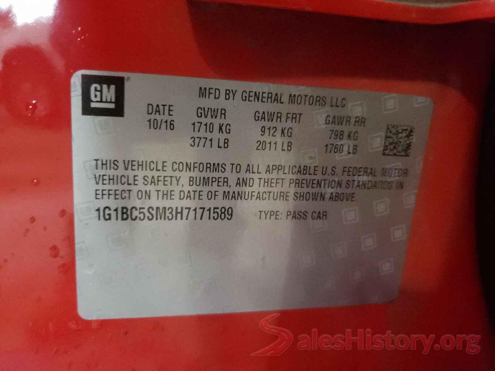 1G1BC5SM3H7171589 2017 CHEVROLET CRUZE