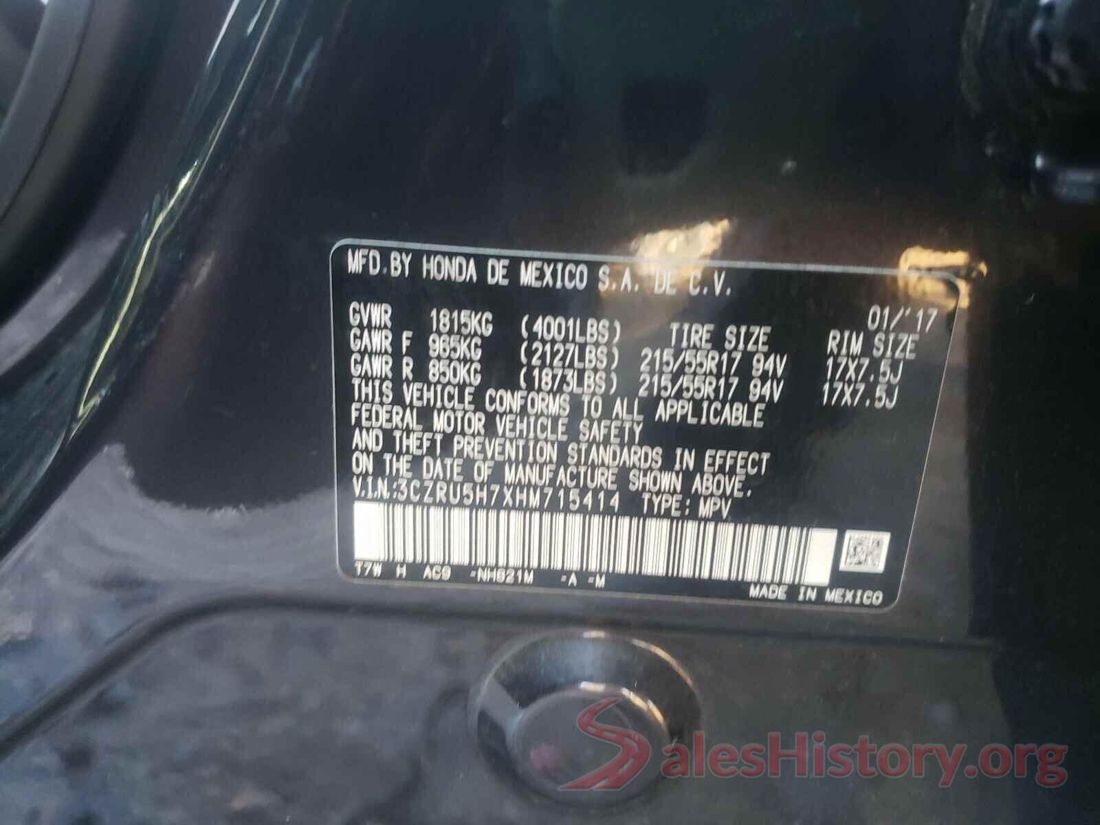 3CZRU5H7XHM715414 2017 HONDA HR-V