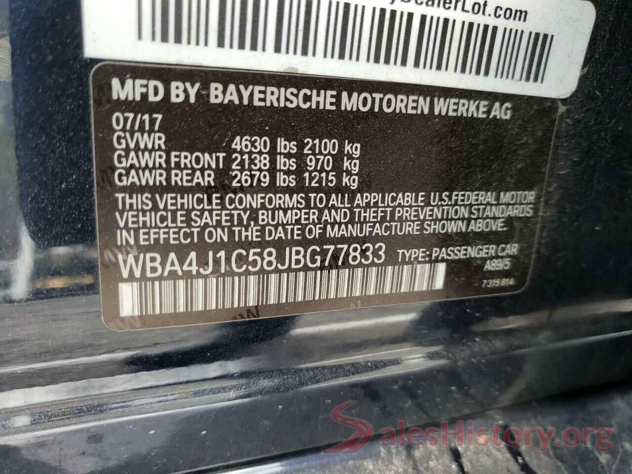 WBA4J1C58JBG77833 2018 BMW 4 SERIES