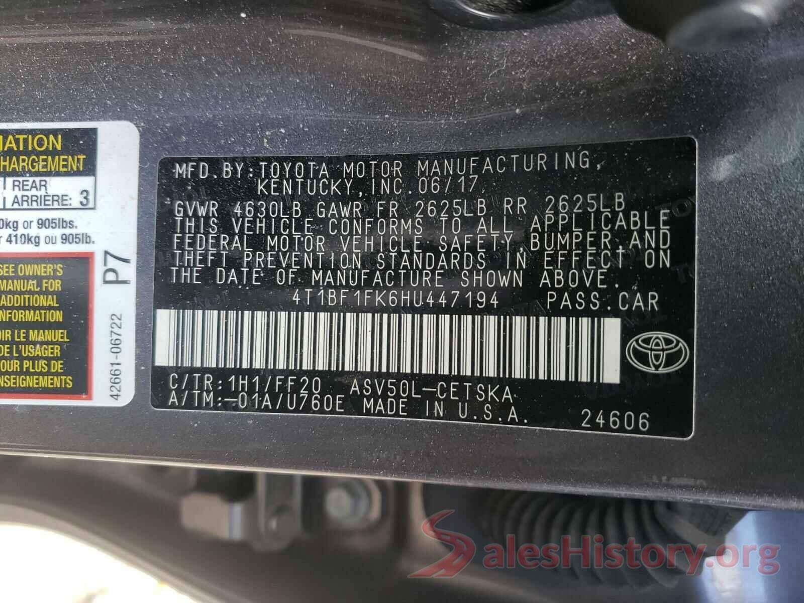 4T1BF1FK6HU447194 2017 TOYOTA CAMRY