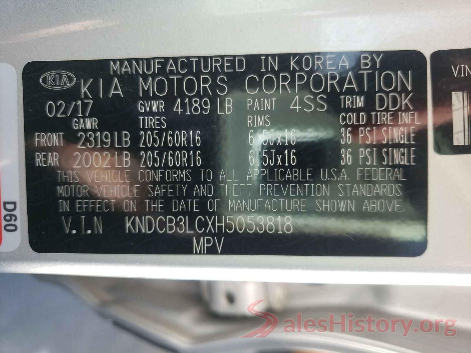 KNDCB3LCXH5053818 2017 KIA NIRO