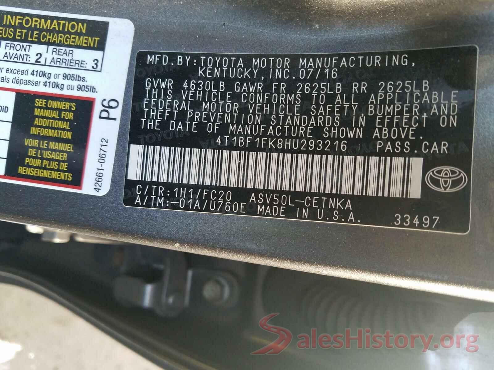 4T1BF1FK8HU293216 2017 TOYOTA CAMRY