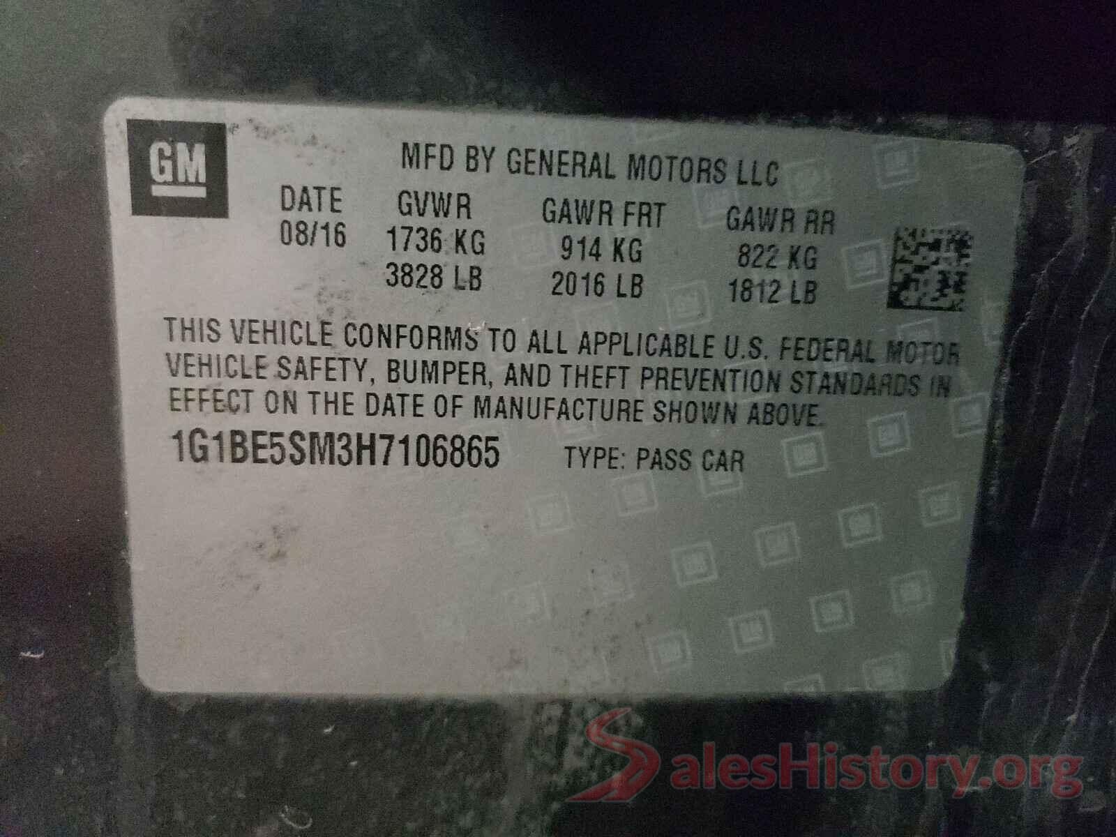 1G1BE5SM3H7106865 2017 CHEVROLET CRUZE