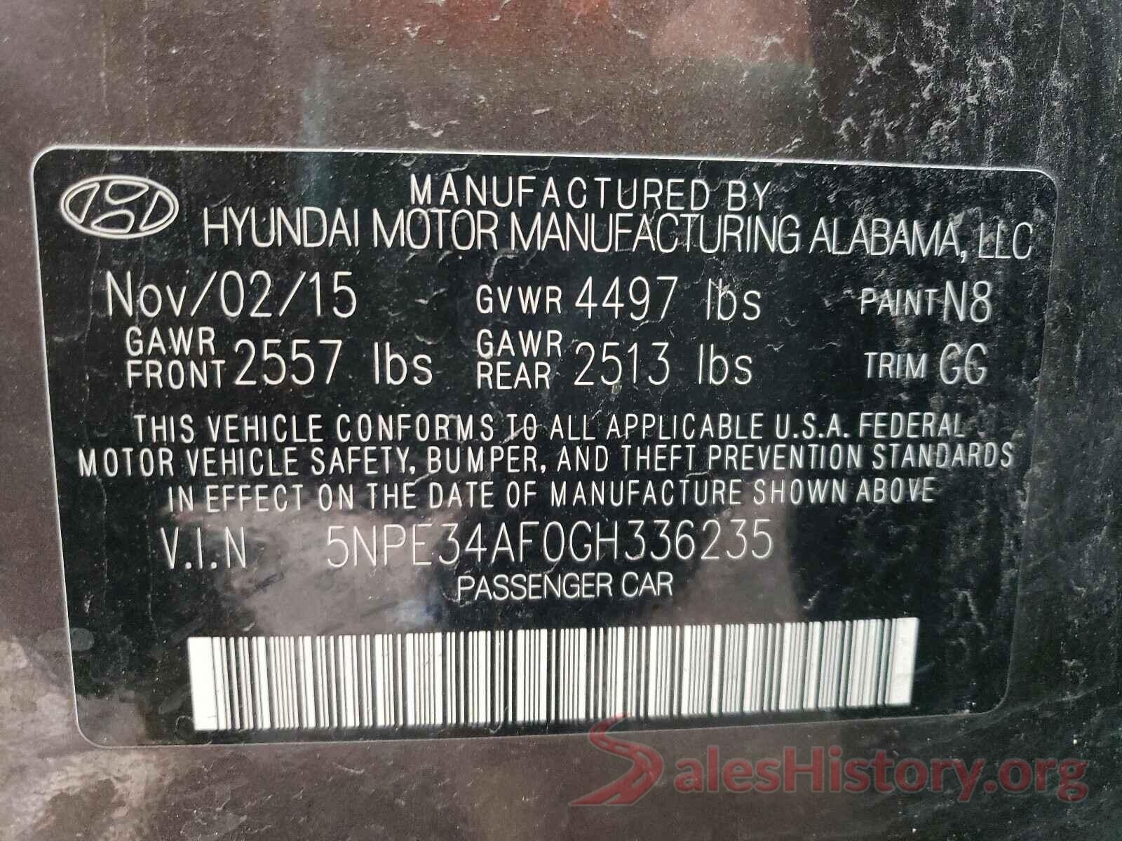 5NPE34AF0GH336235 2016 HYUNDAI SONATA