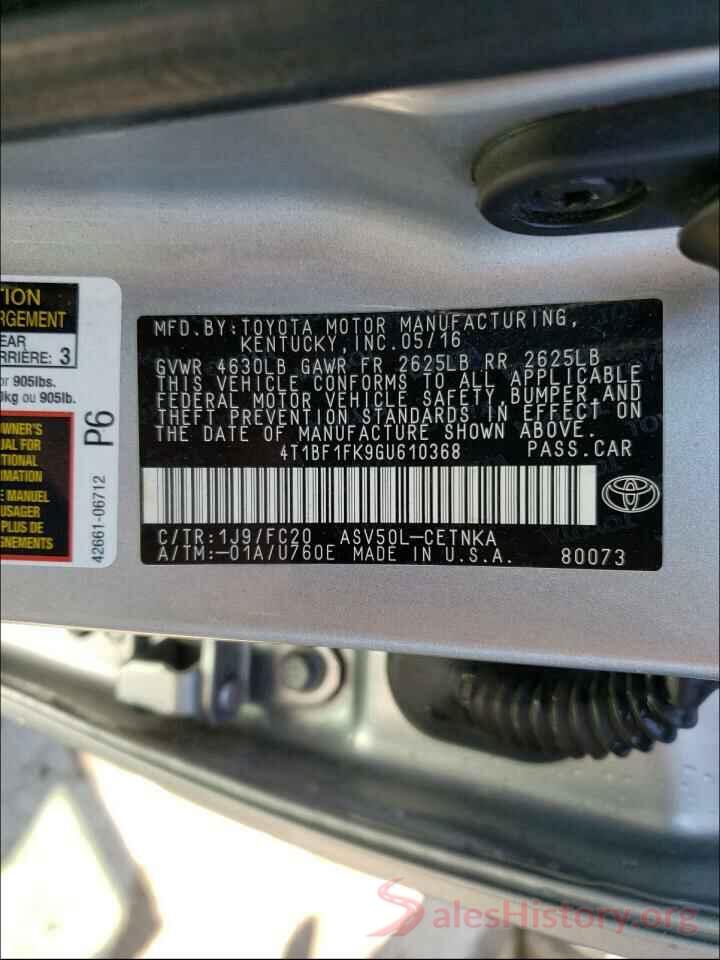 4T1BF1FK9GU610368 2016 TOYOTA CAMRY