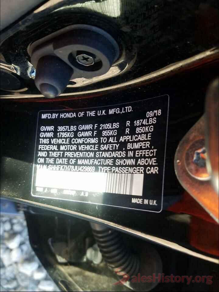 SHHFK7H78JU429869 2018 HONDA CIVIC